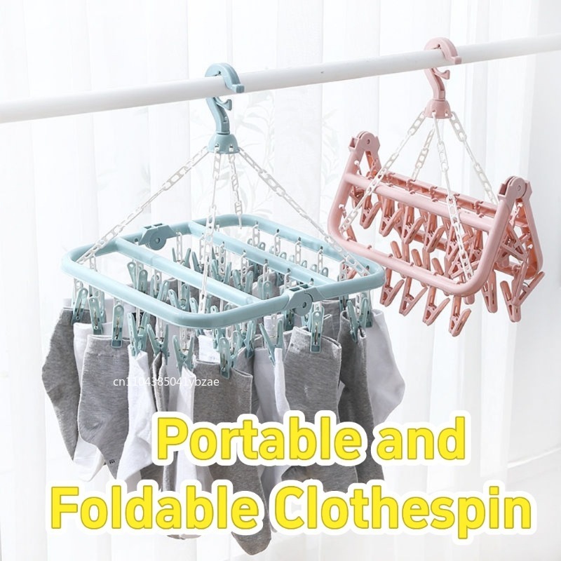 Sock Organizer Tray - 32 Klipsy Składany Wieszak na Ubrania