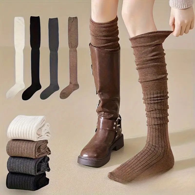 Boot Sock Slouchy - 1-10 Par Damskich Podkolanówek Za Kolano,