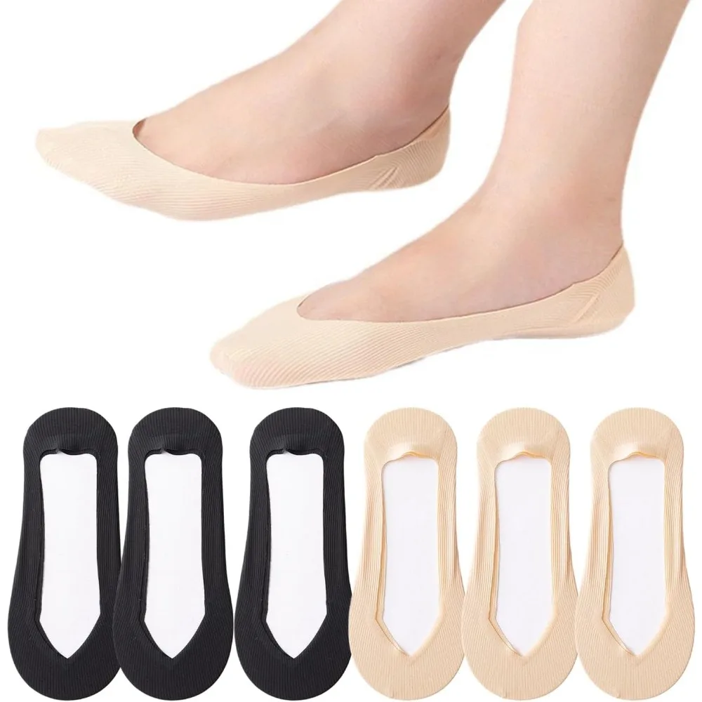 Invisibility Sock Loafer - 6 Par Skarpetek Damskich Niewidocznych, Antypoślizgowych,