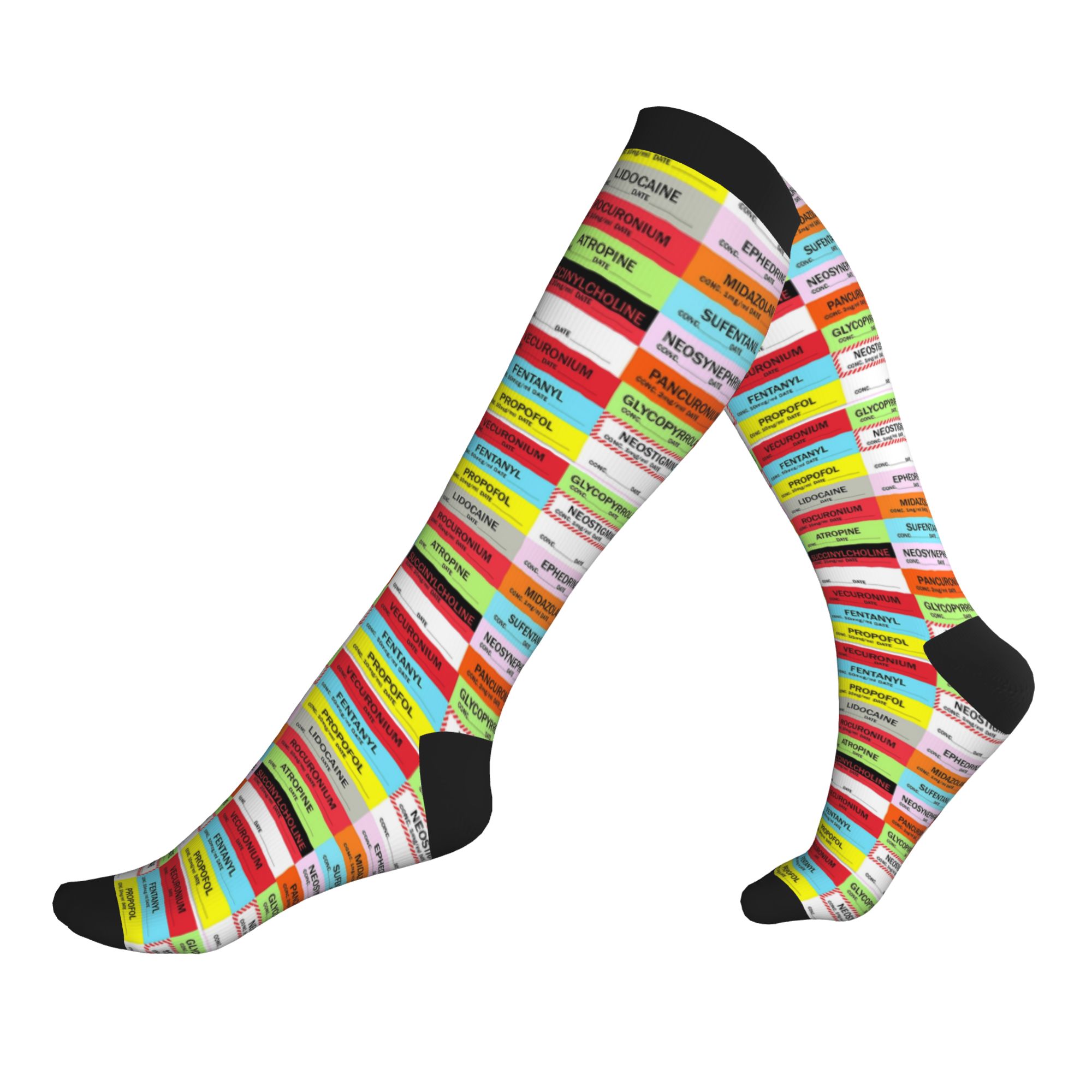 Compression Sock Medical - Skarpetki z nadrukiem nowatorskich etykiet leków