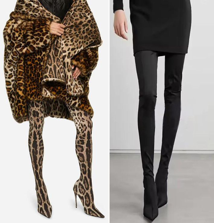 Knee High Sock Women - Seksowne kozaki za kolano w panterkę,