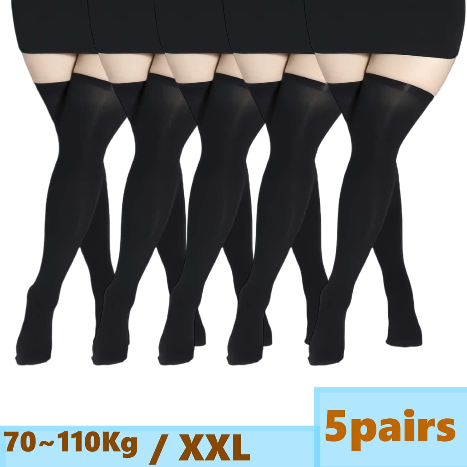 Thigh High Sock Stay Up - Damskie pończochy koronkowe za udo plus