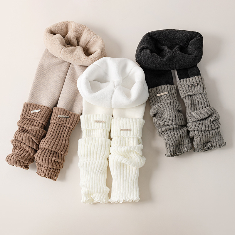 Boot Sock Slouchy - Dziecięce ocieplane legginsy z dzianiny, ocieplane