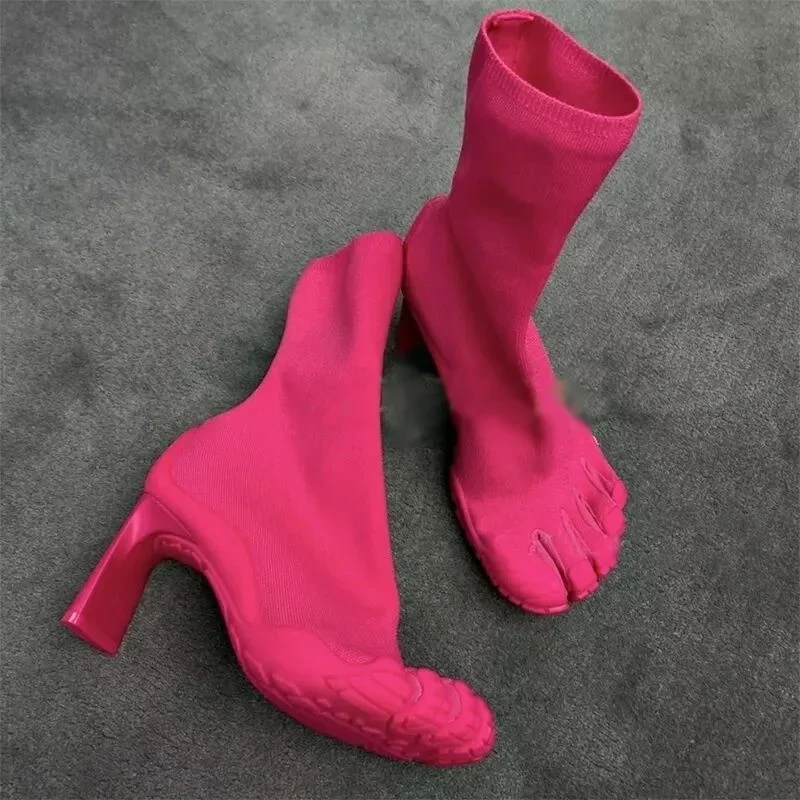 Toe Sock Split - Modne botki damskie z odkrytymi palcami,