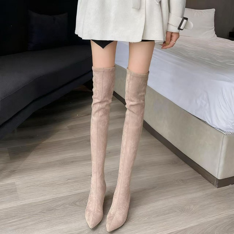 Knee High Sock Women - Seksowne damskie kozaki z ostrym noskiem