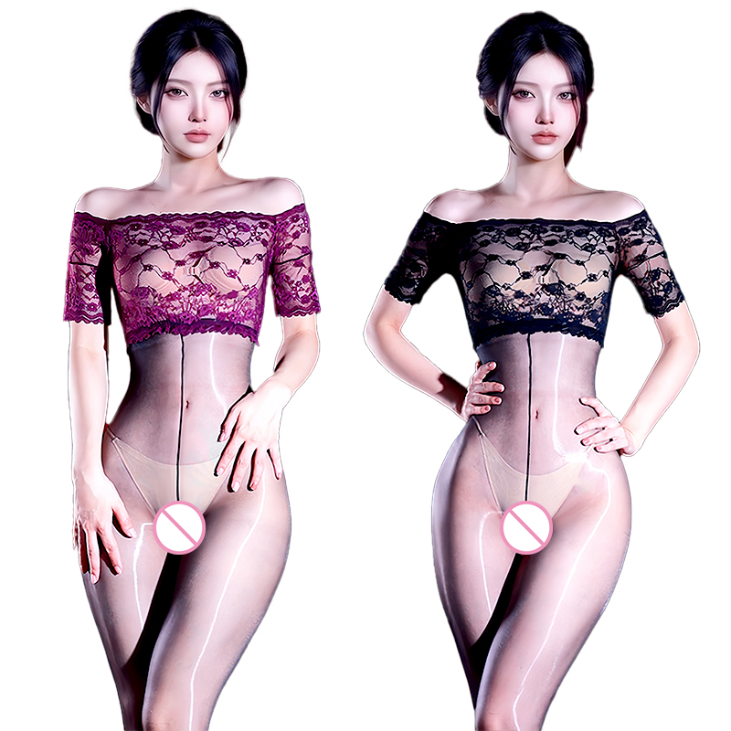 Tights Pantyhose Sheer - Seksowne, błyszczące body z siateczki i
