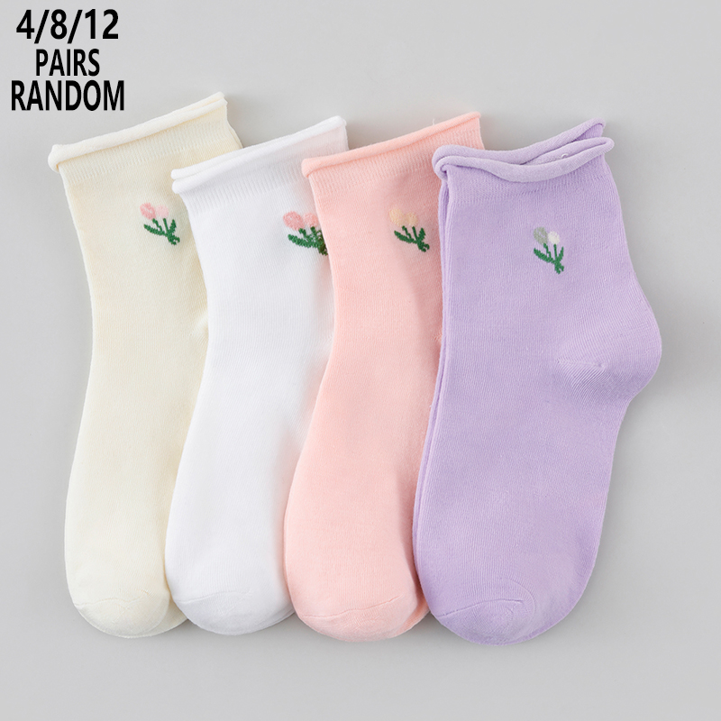 Cotton Crew Sock Pack - 4/8/12 sztuk losowych damskich skarpetek do