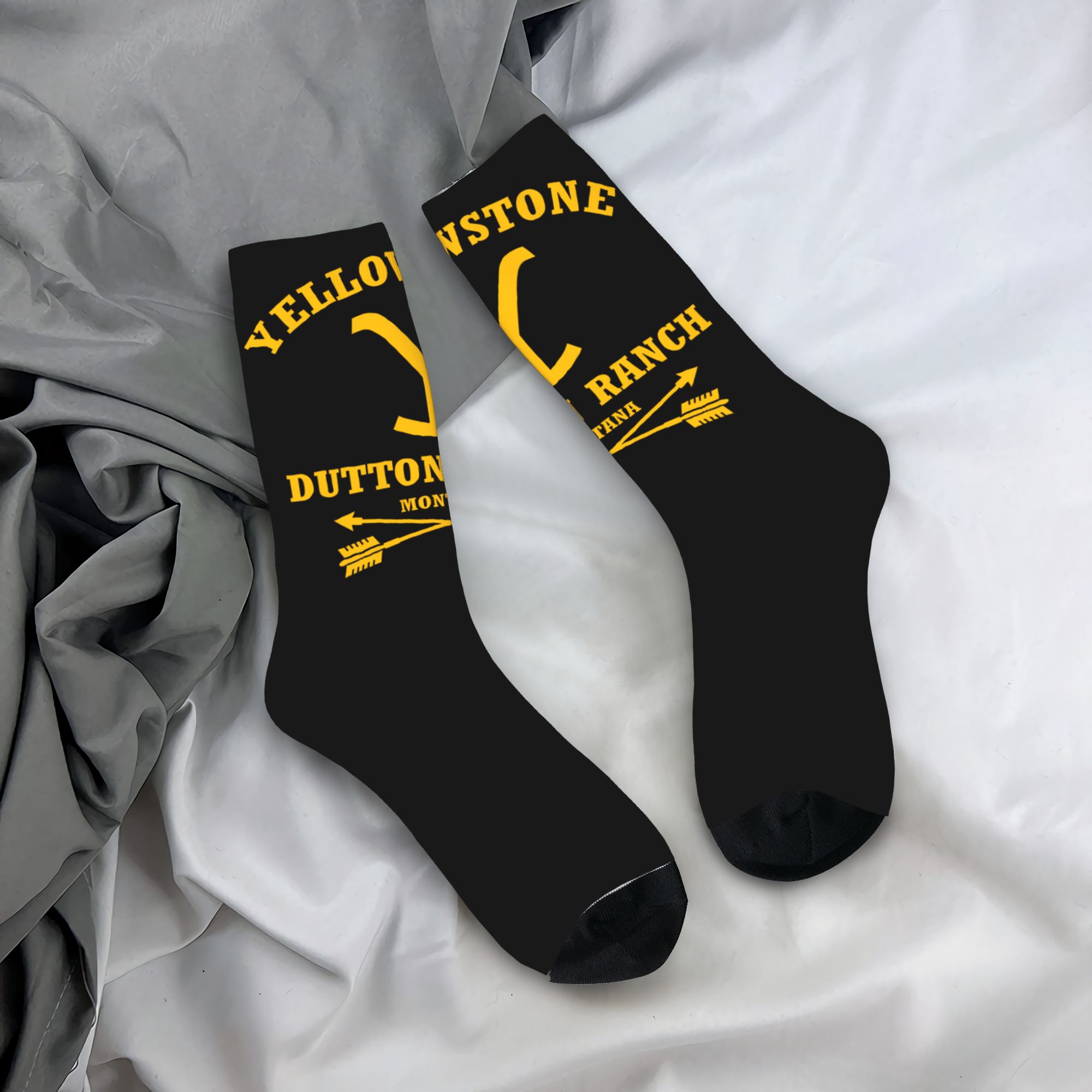 Dress Sock Men - Męskie skarpety Yellowstone Dutton Ranch, unisex,