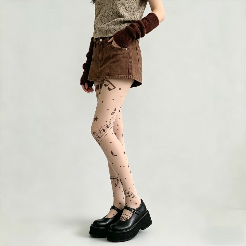 Rajstopy z nadrukiem nut muzyc – Tights Pantyhose Sheer recenzja i cena