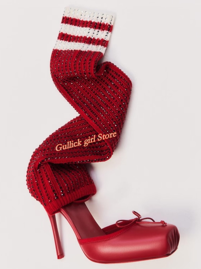 Czerwone dzianinowe botki z kw – Knee High Sock Women recenzja i cena