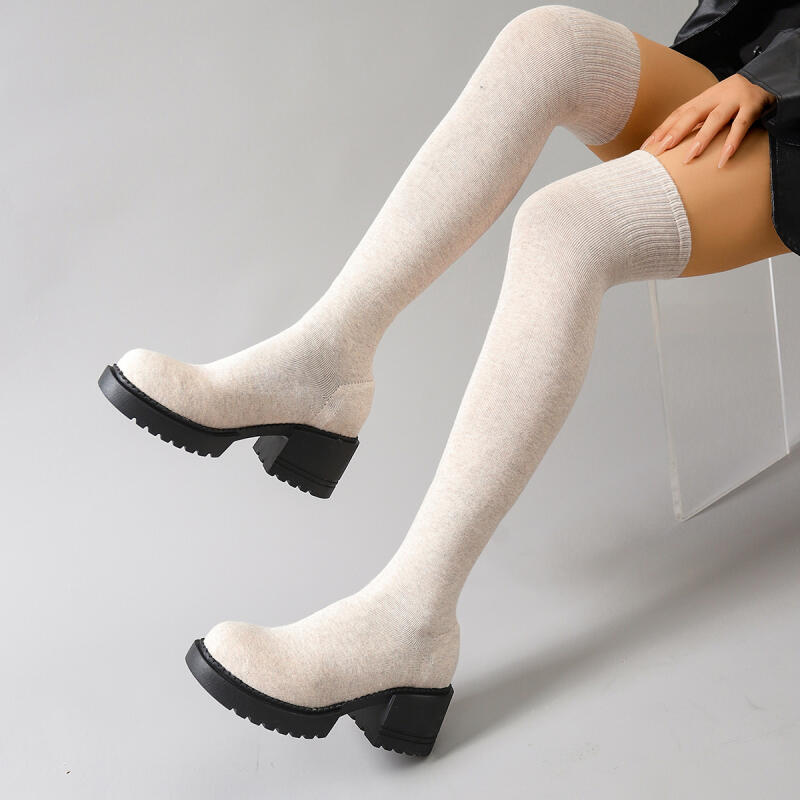 Grube Botki na Platformie za K – Knee High Sock Women recenzja i cena