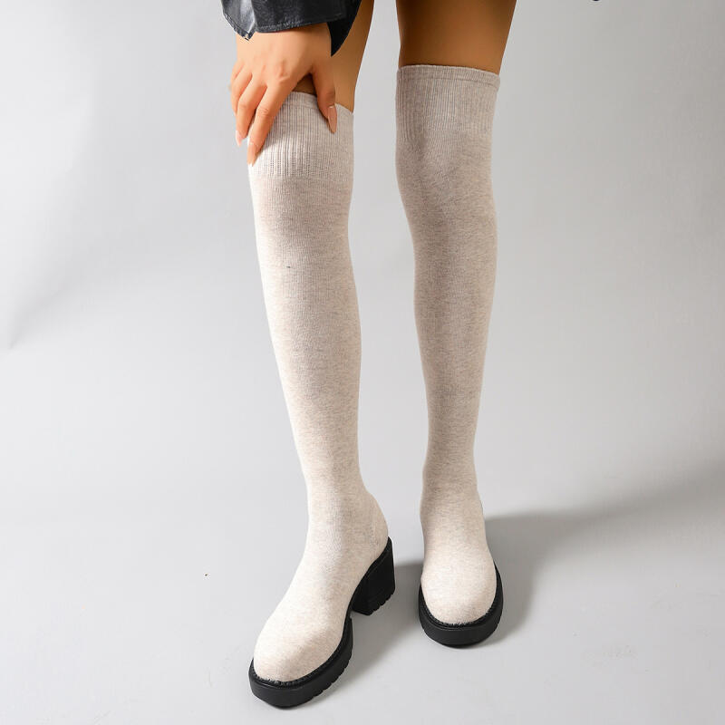 Grube Botki na Platformie za K – Knee High Sock Women recenzja i cena