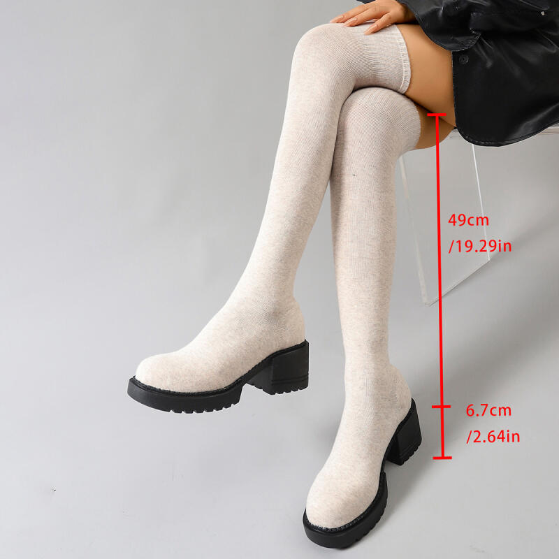 Grube Botki na Platformie za K – Knee High Sock Women recenzja i cena